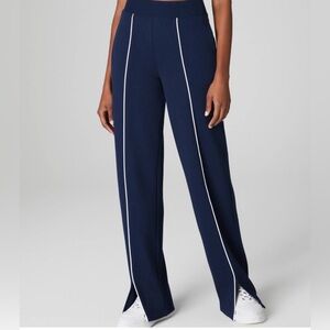 SPANX Navy Wide Leg Pants with White Accents